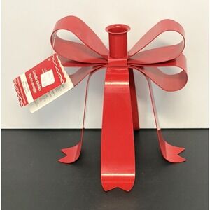 Ashland Christmas Berry Jolly Metal Bow Single Red Candle Holder